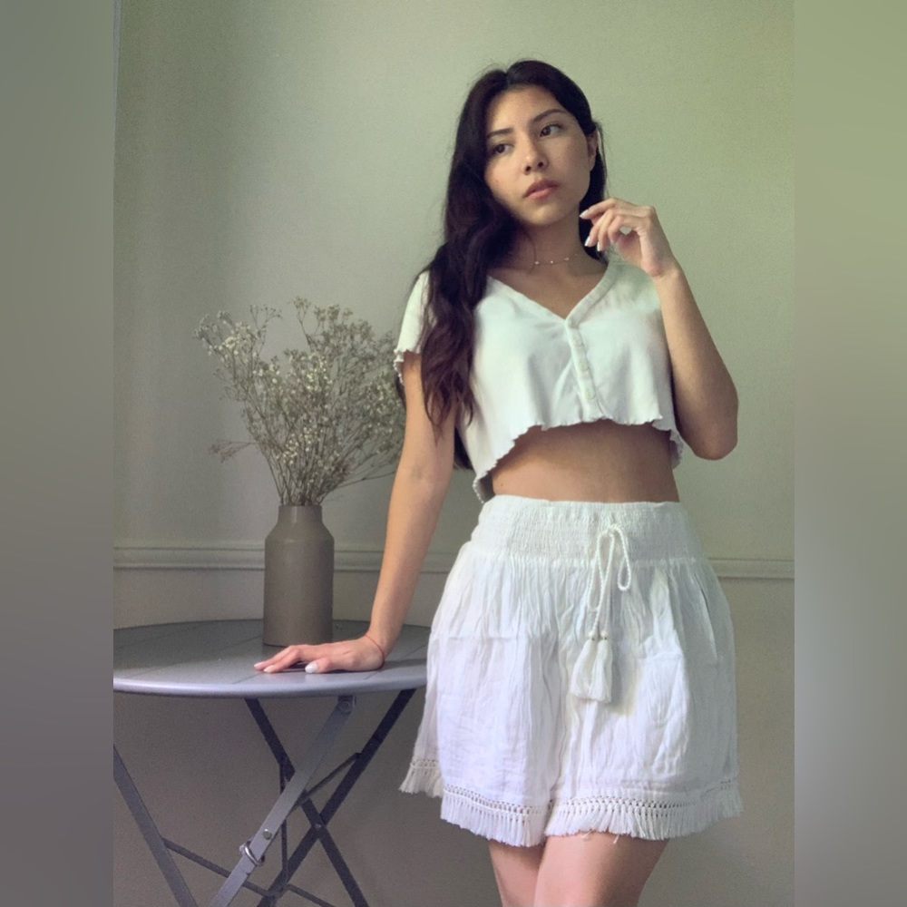 White cotton flowy skirt